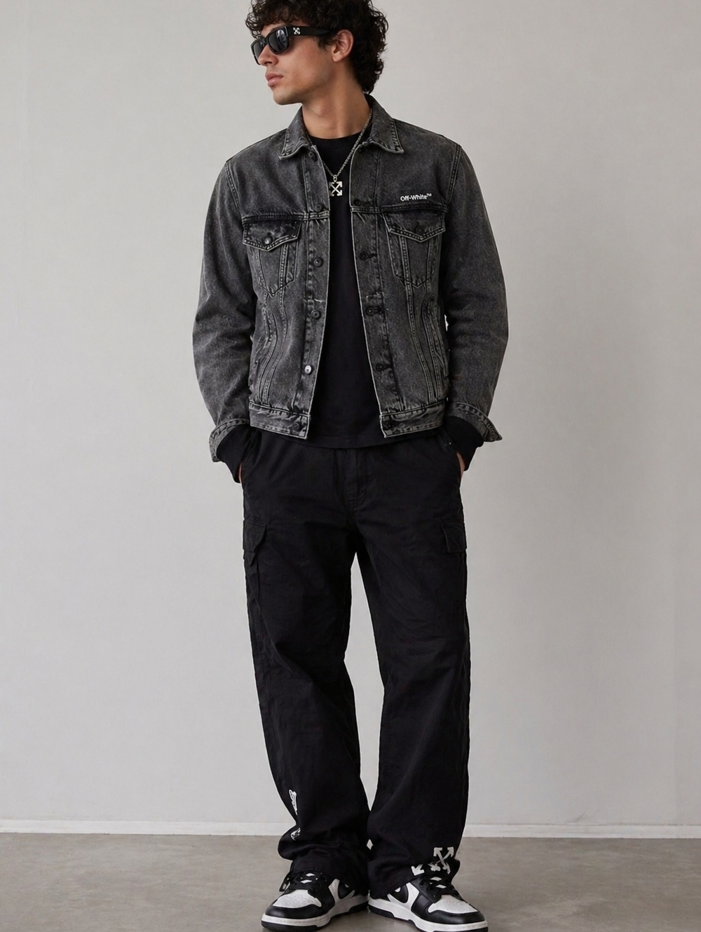 Off White Black Denim Jacket